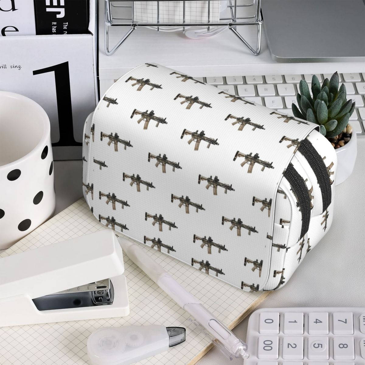 Trousse à crayons blanche moti - Tan Stationery & Office Supply avis et prix